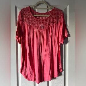 Old Navy Coral Crochet Top Tee - XXL